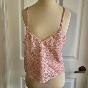 Victoria's Secret Vtg Gold Label Pink Top Satin Lace Camisole Size‎ M Lingerie